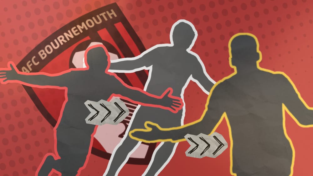 A graphic showing the silhouettes of Kieffer Moore, Enes Unal, and Álvaro Rodríguez from left to right.