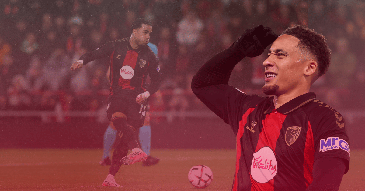A graphic showing Marcus Tavernier and Justin Kluivert during AFC Bournemouth's win over AC Milan