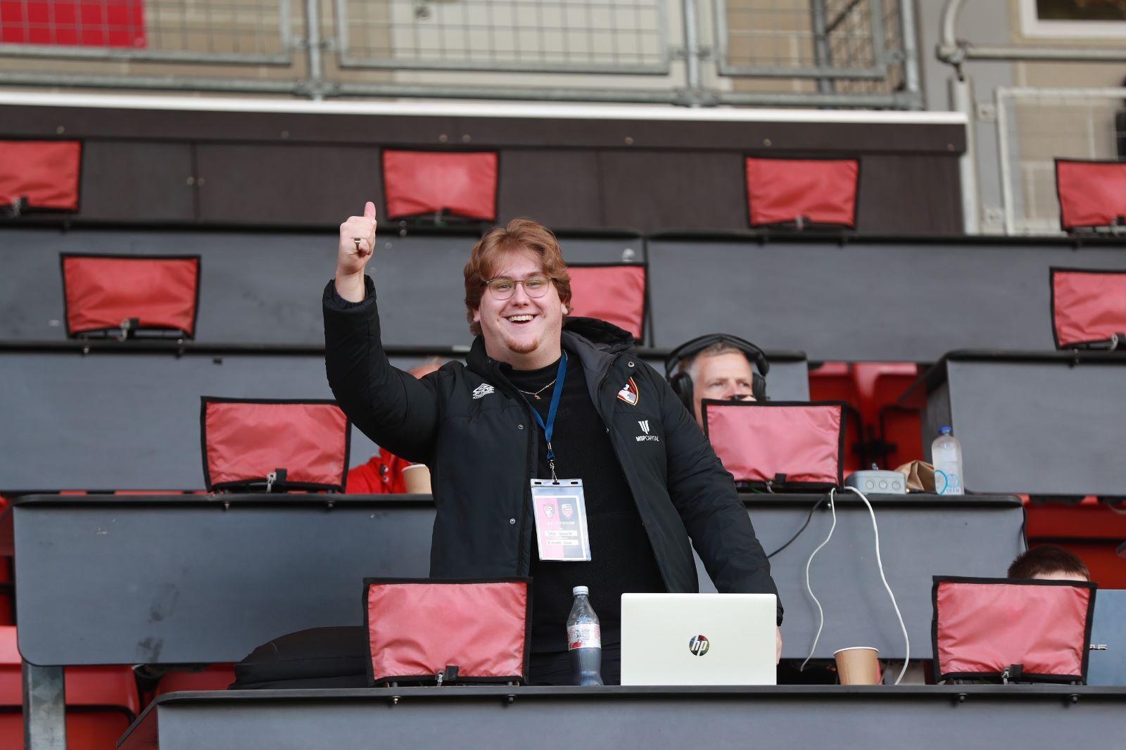 A photo of Jack Tanner in the Vitality Stadium press box
