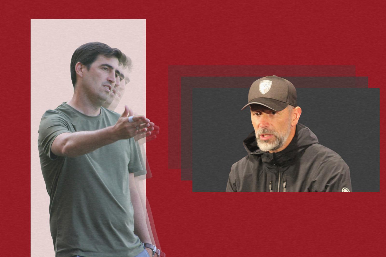 A graphic showing Andoni Iraola and Marco Rose
