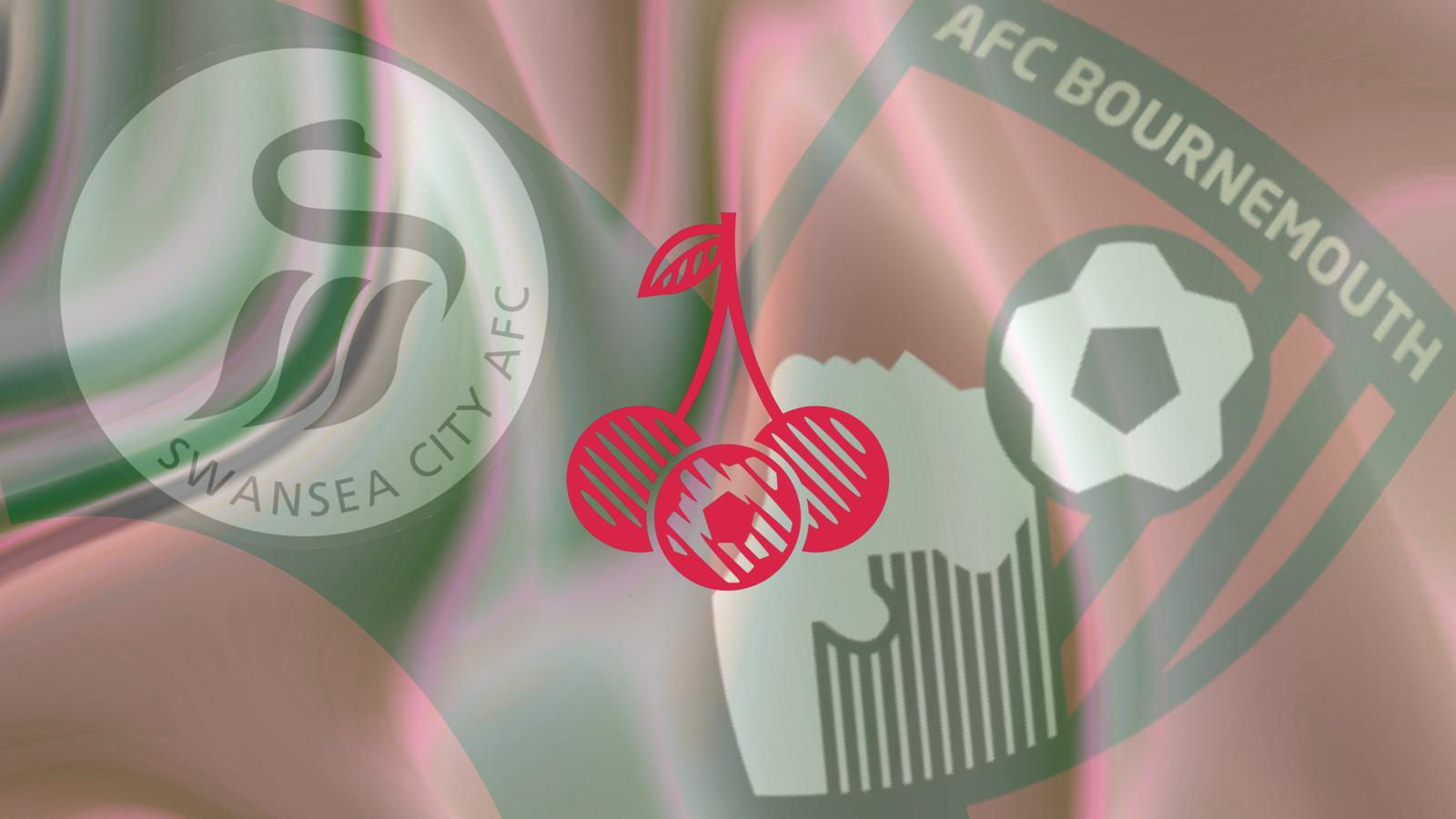 A graphic showcasing the badges of Swansea City and AFC Bournemouth
