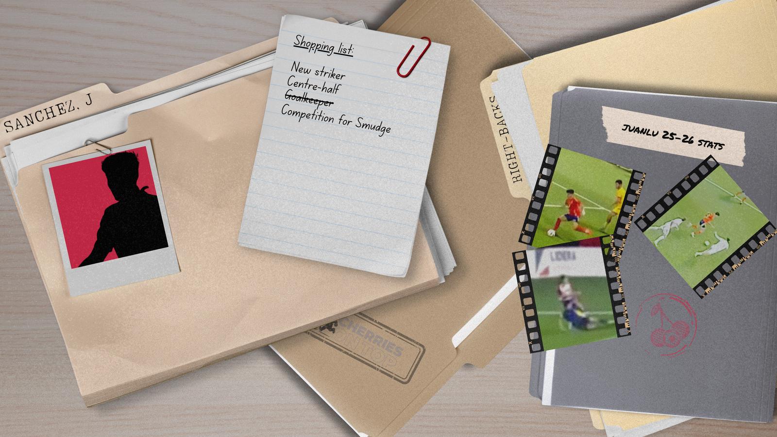 A design showcasing dossiers on Juanlu